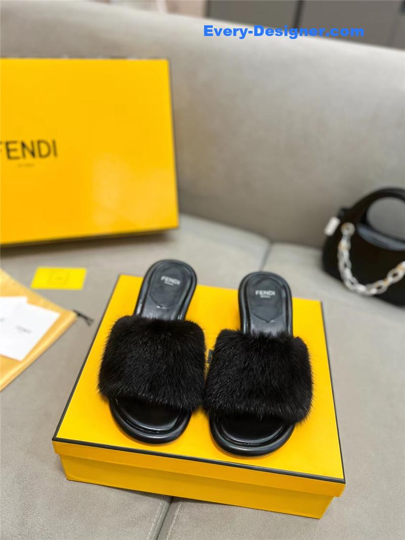 fendi new mink fur slippers