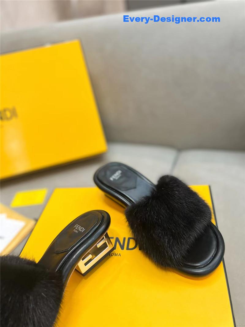 fendi new mink fur slippers
