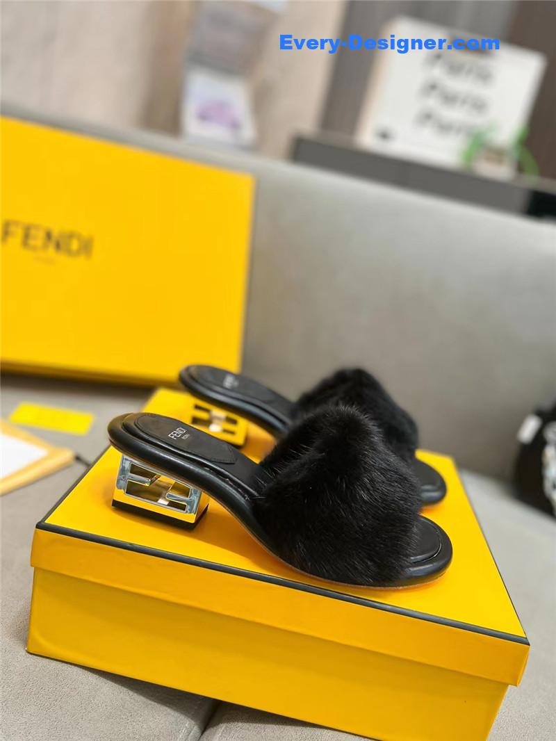 fendi new mink fur slippers