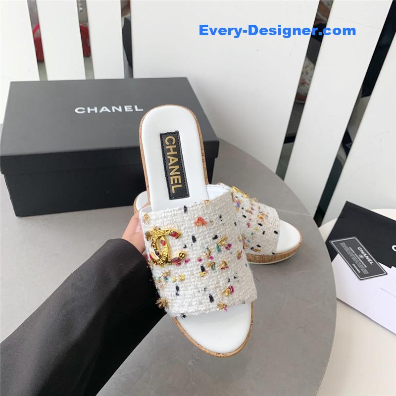 CC rhombus thick-soled flip flops