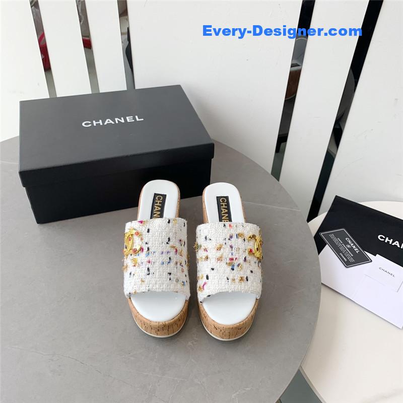 CC rhombus thick-soled flip flops