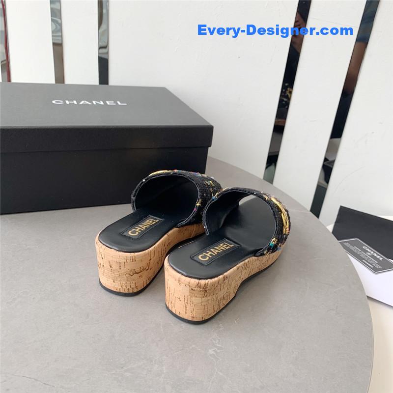 CC rhombus thick-soled flip flops