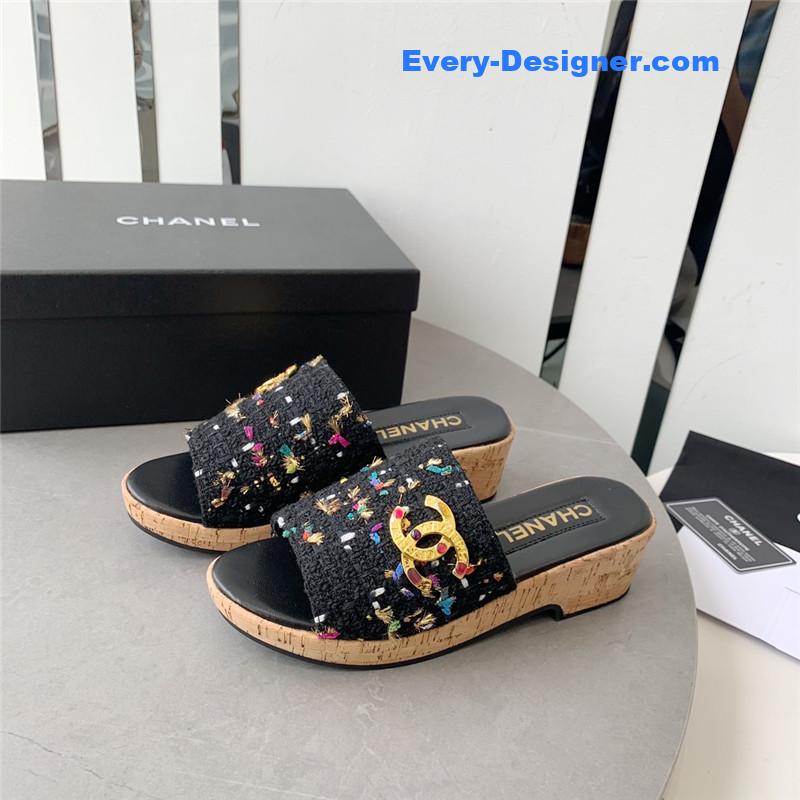 CC rhombus thick-soled flip flops