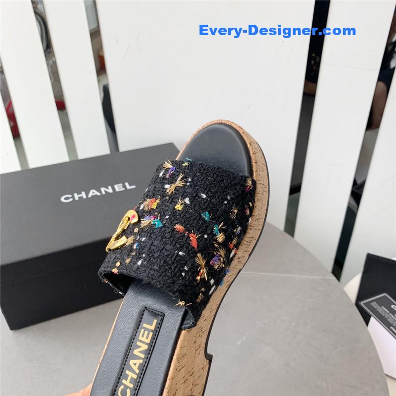 CC rhombus thick-soled flip flops