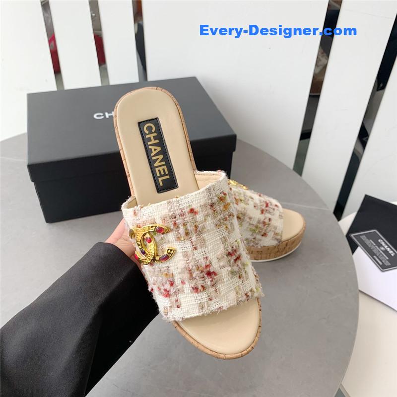 CC rhombus thick-soled flip flops