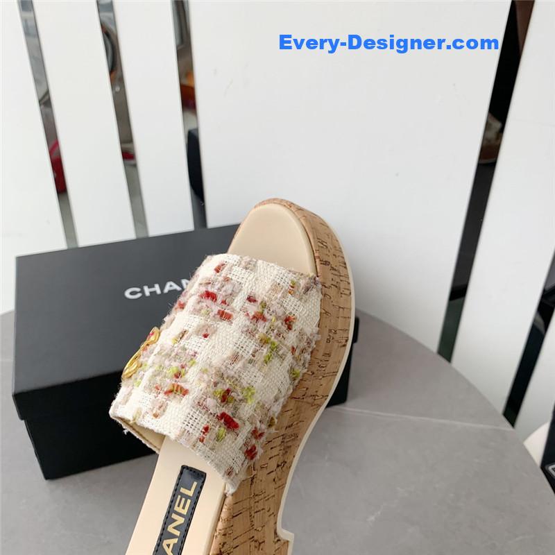 CC rhombus thick-soled flip flops