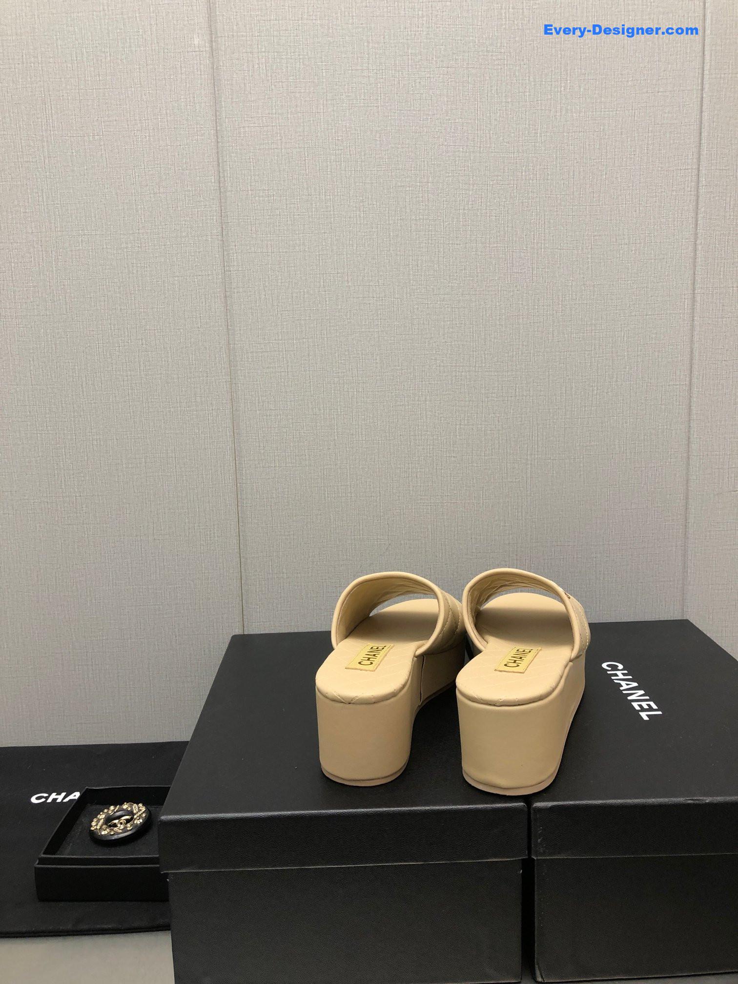 CC rubber outsole high imitation water platform slippers