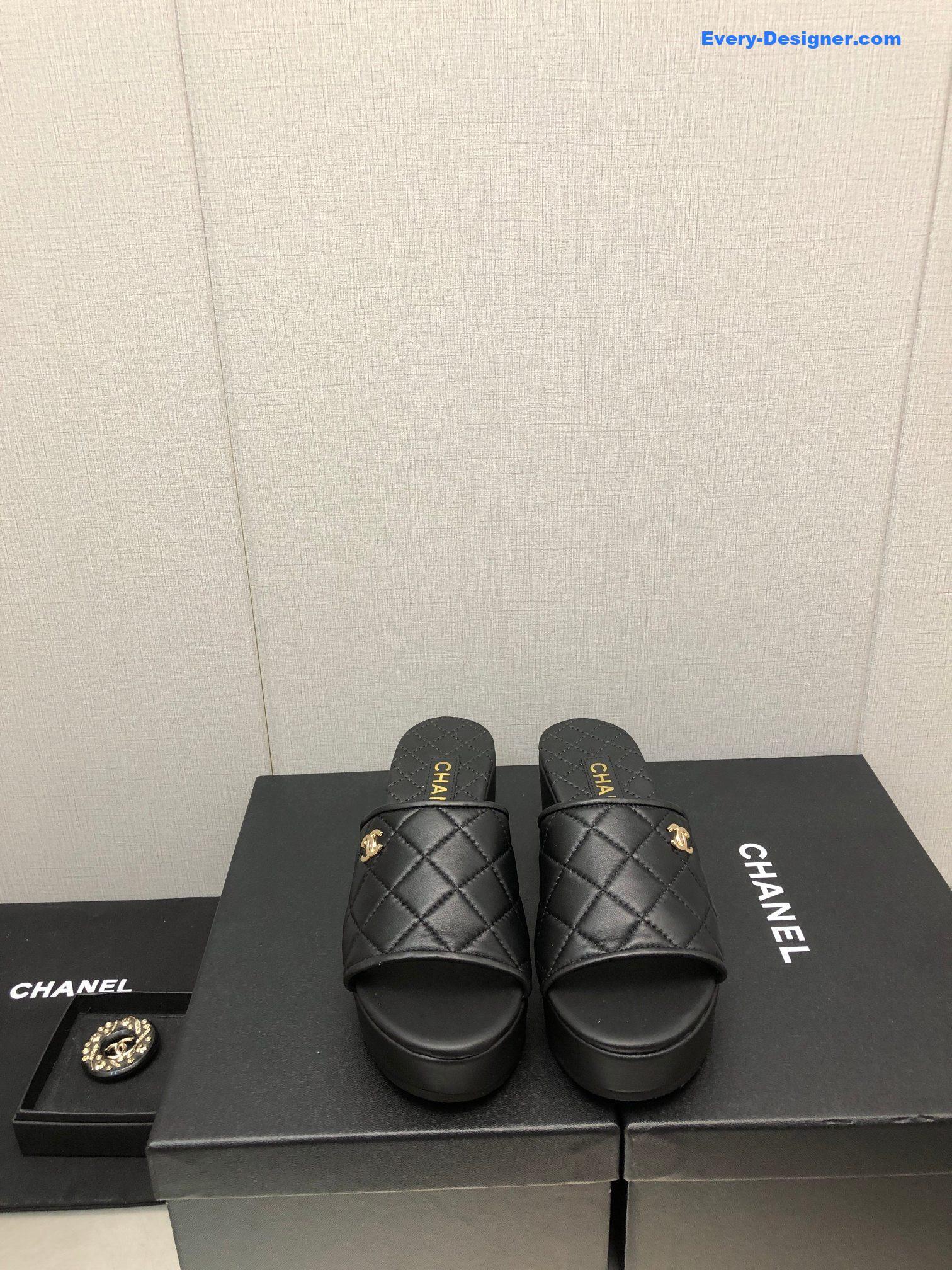 CC rubber outsole high imitation water platform slippers