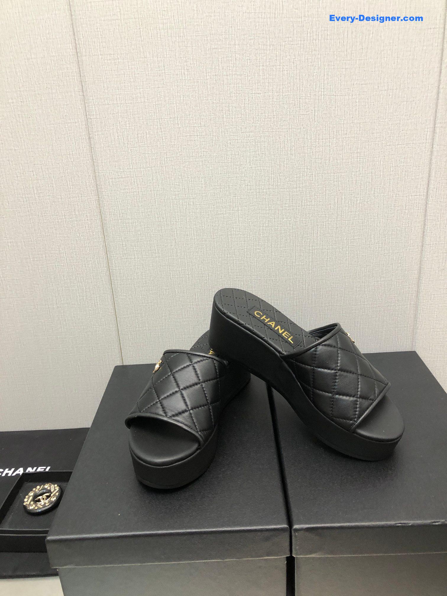 CC rubber outsole high imitation water platform slippers