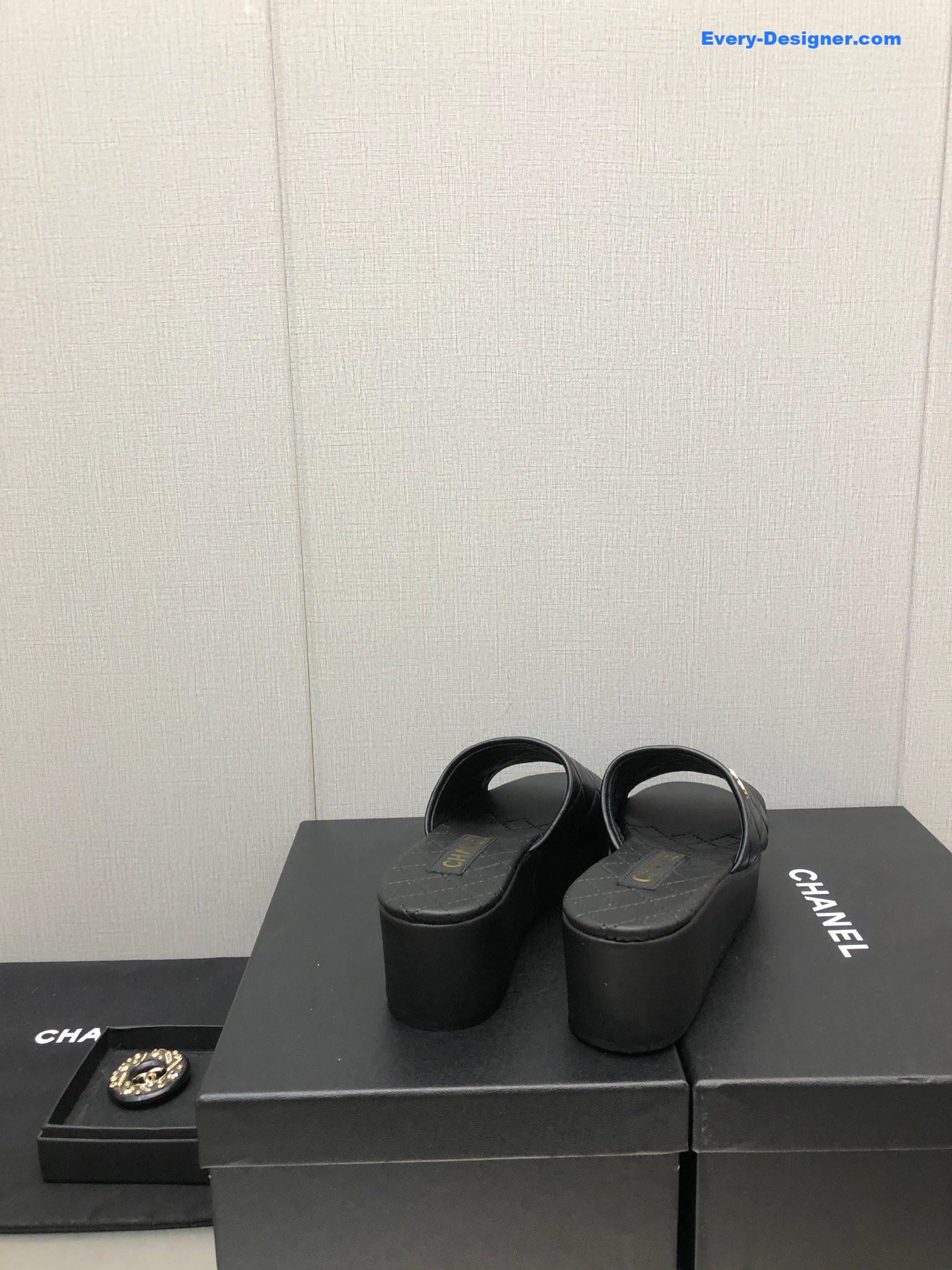 CC rubber outsole high imitation water platform slippers