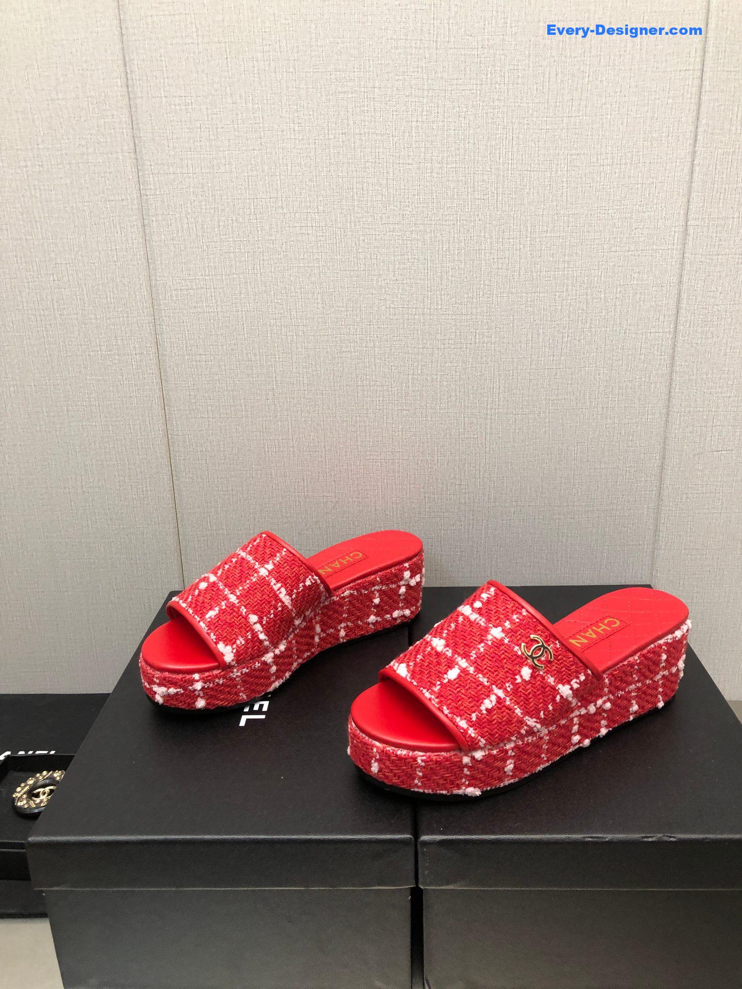 CC rubber outsole high imitation water platform slippers