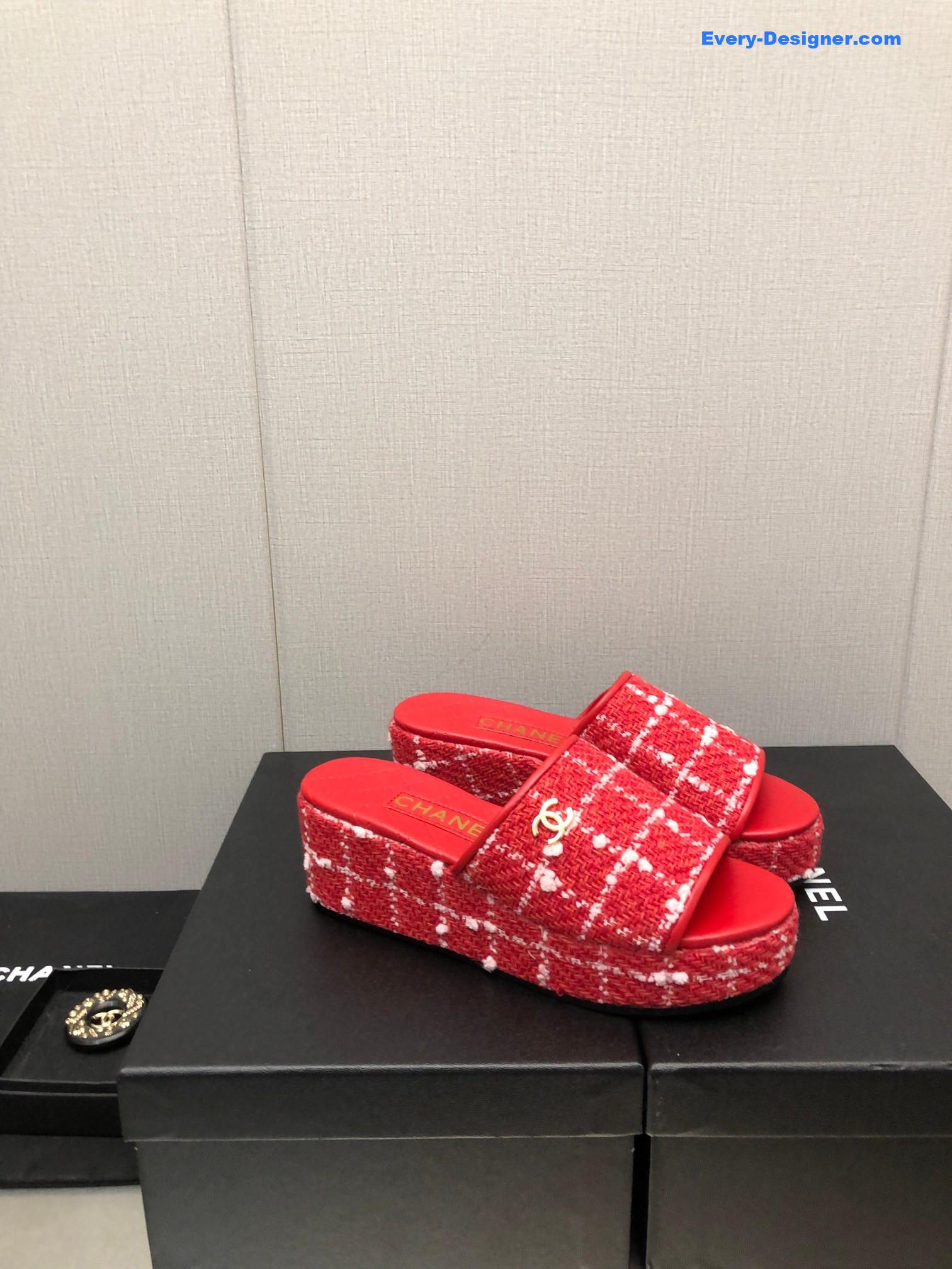 CC rubber outsole high imitation water platform slippers