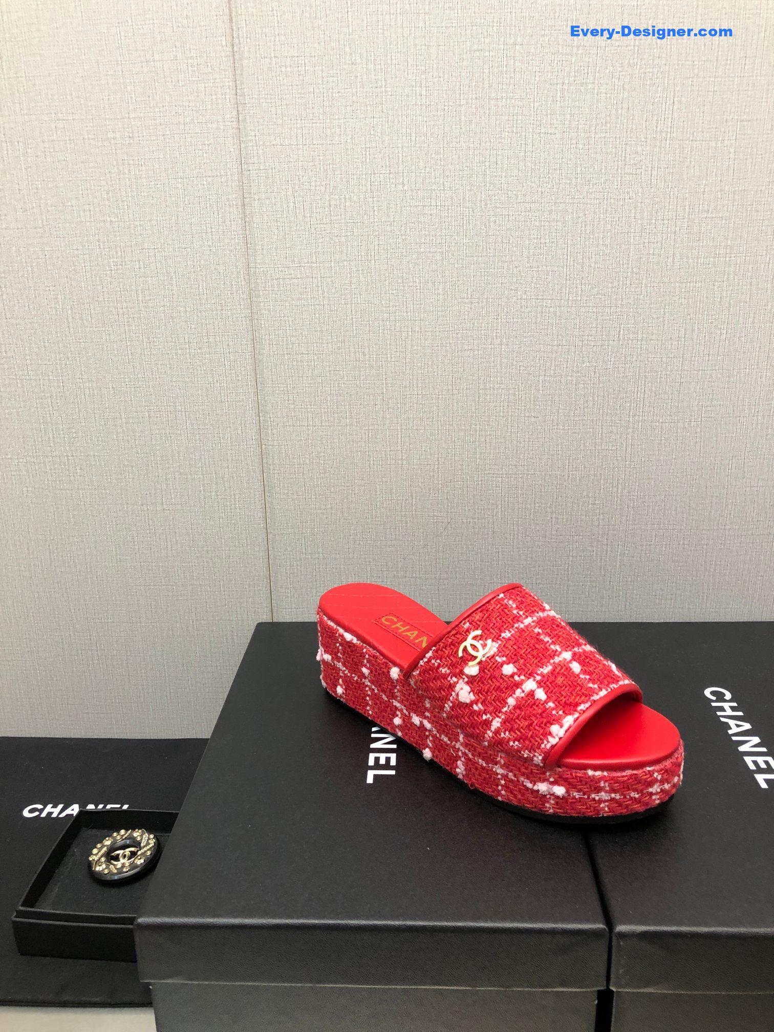 CC rubber outsole high imitation water platform slippers