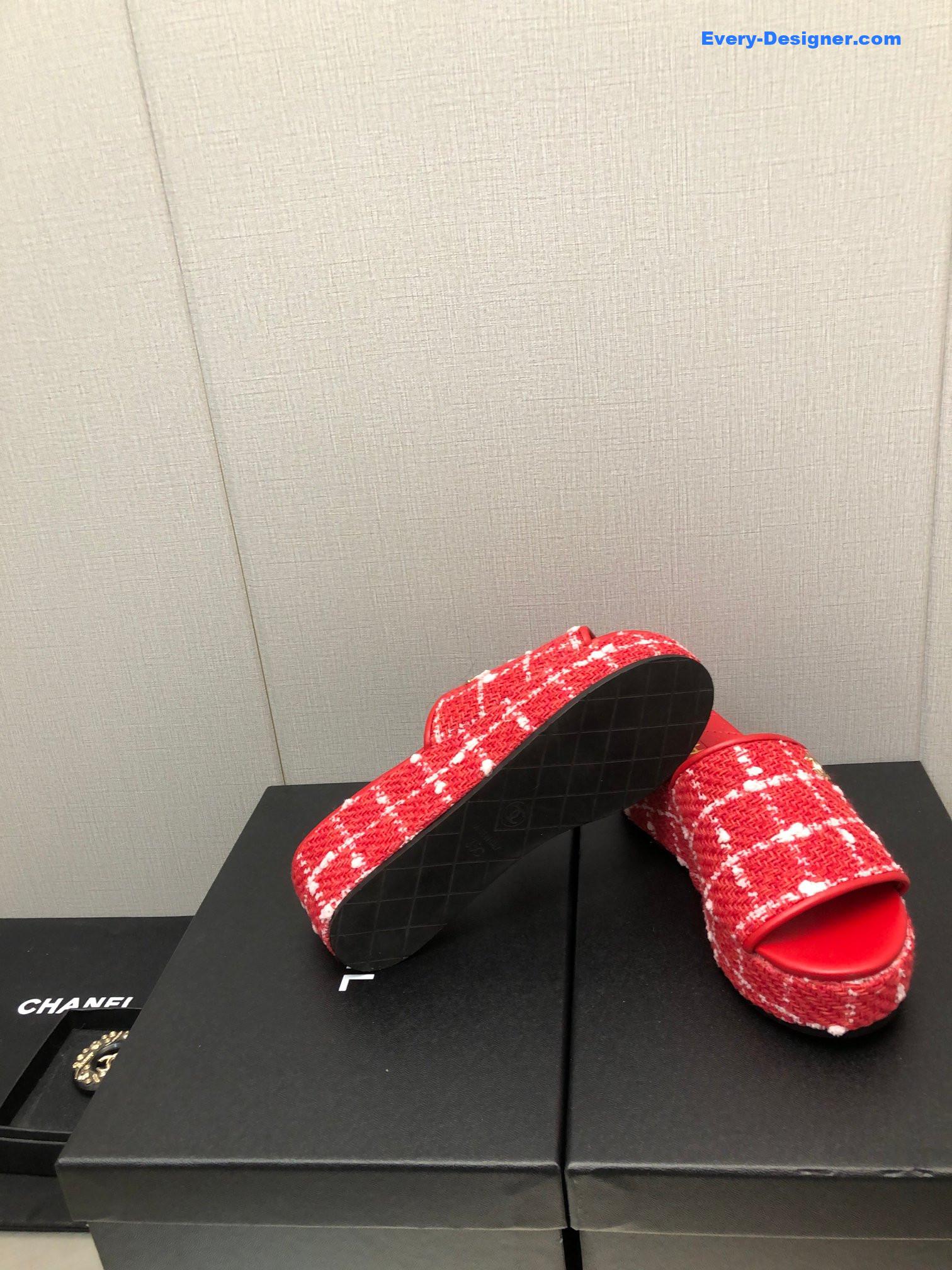 CC rubber outsole high imitation water platform slippers