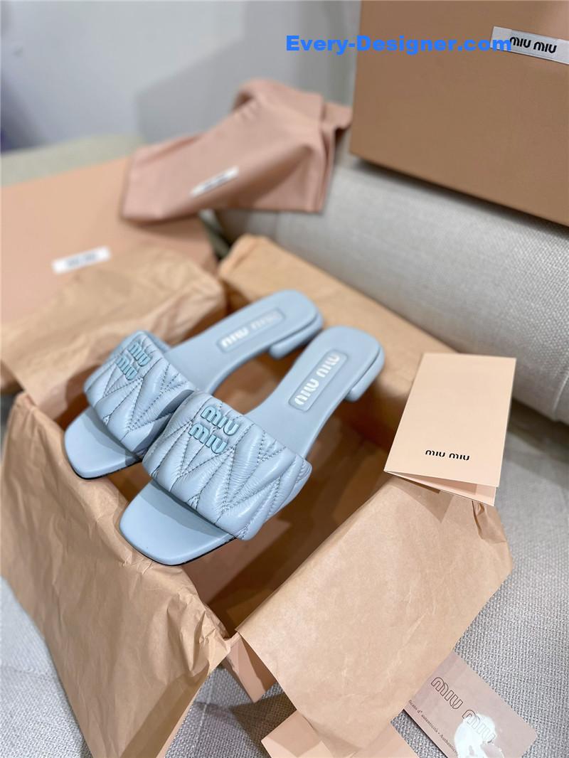 miumiu slipper sandals in crinkled nappa