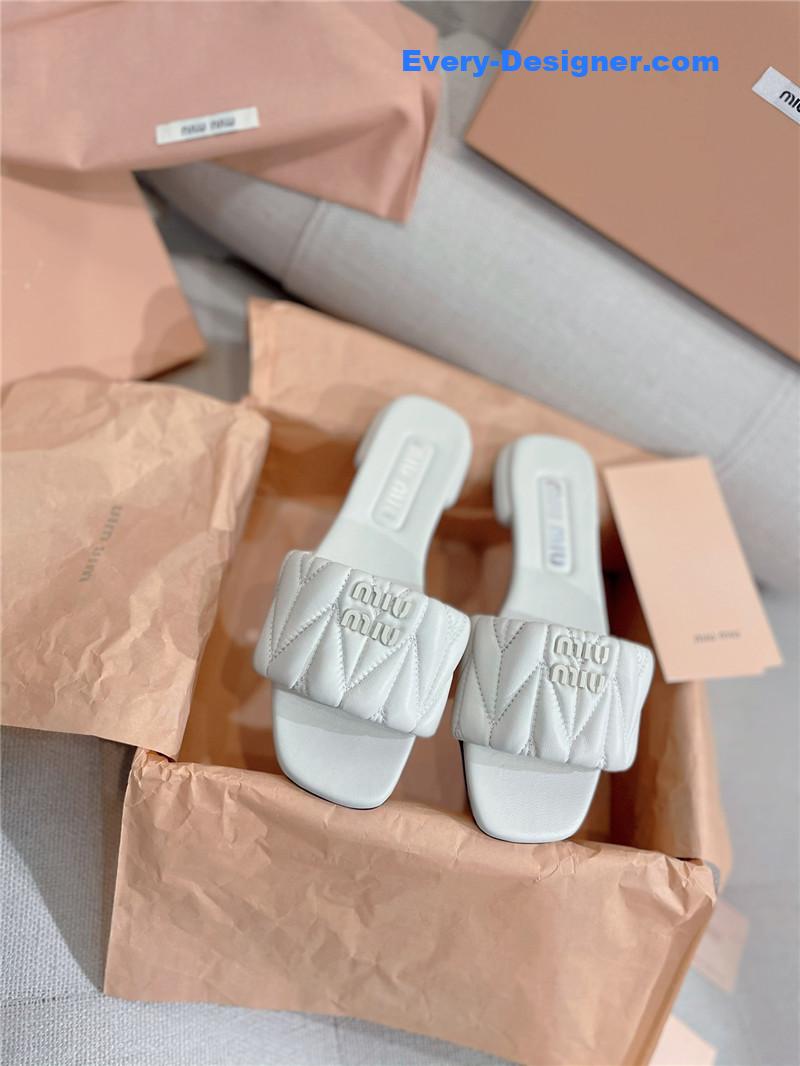 miumiu slipper sandals in crinkled nappa