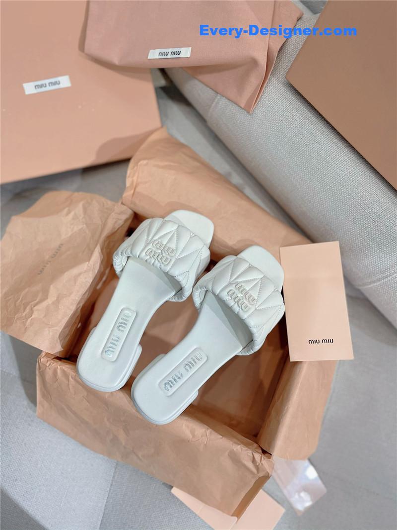 miumiu slipper sandals in crinkled nappa