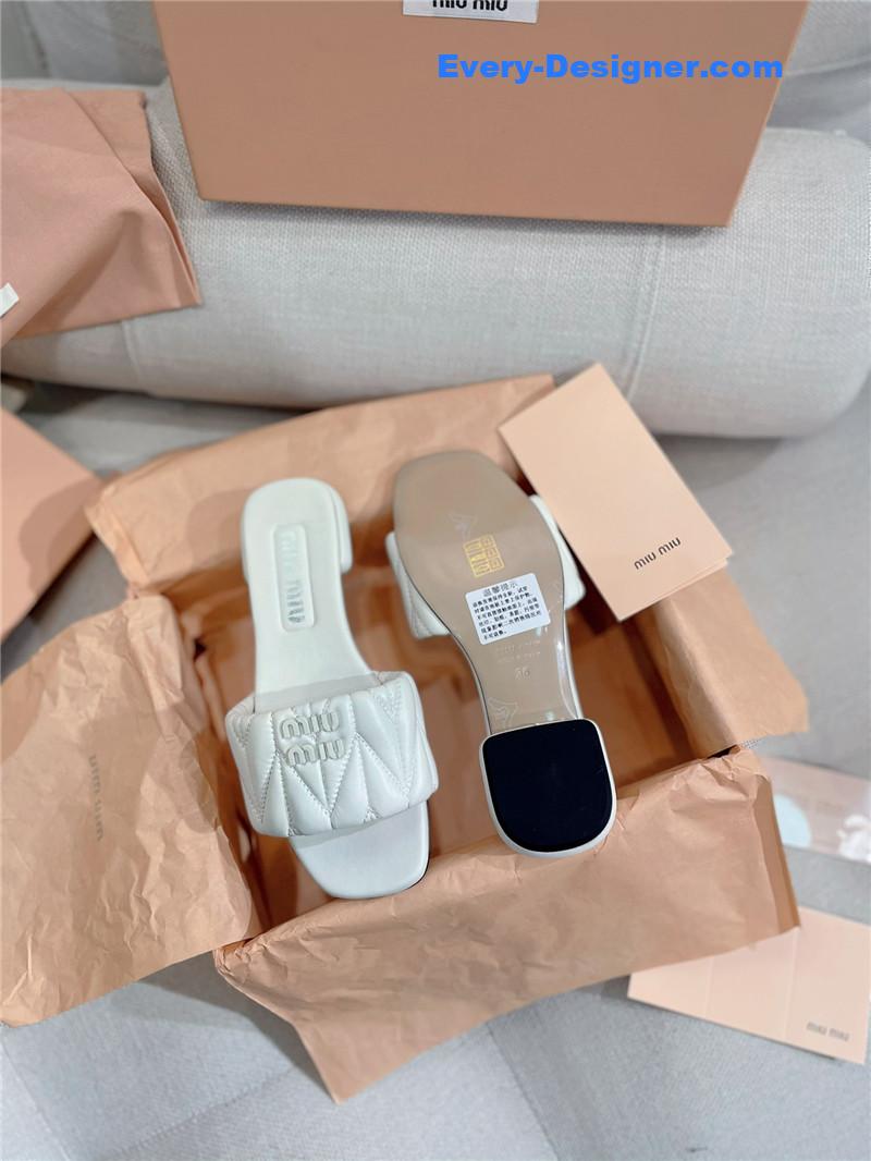 miumiu slipper sandals in crinkled nappa