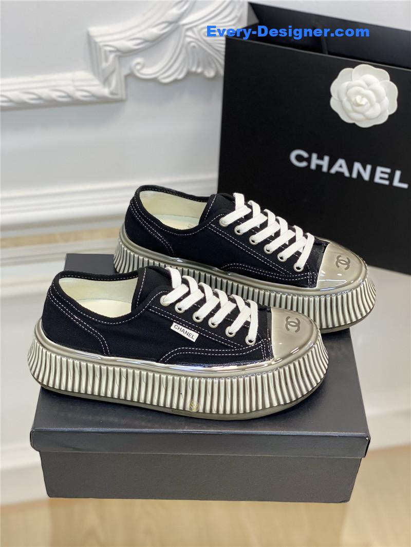 Chanel platform canvas sneakers