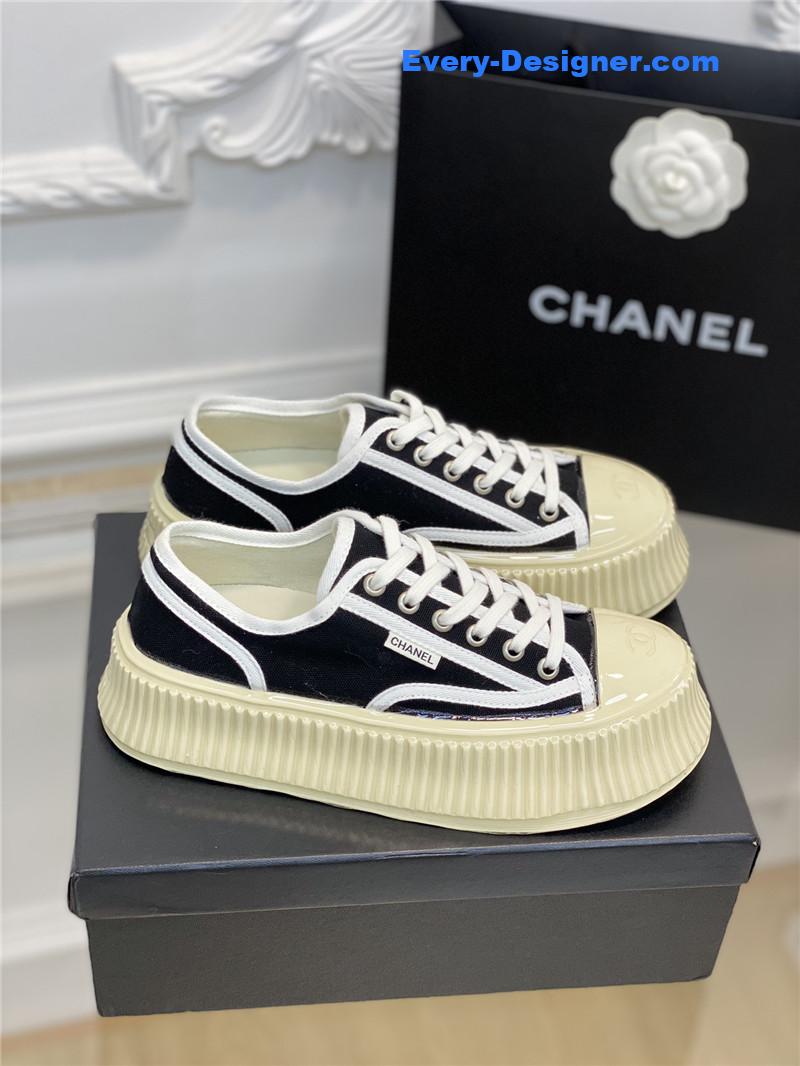 Chanel platform canvas sneakers