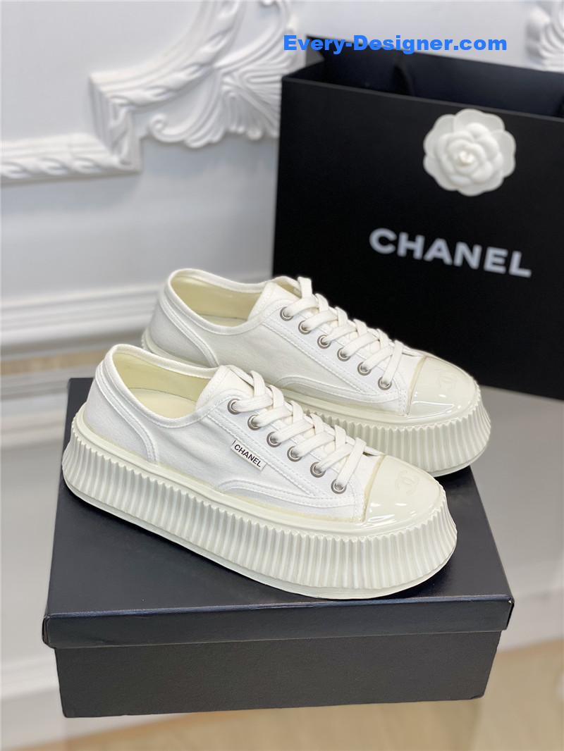 Chanel platform canvas sneakers