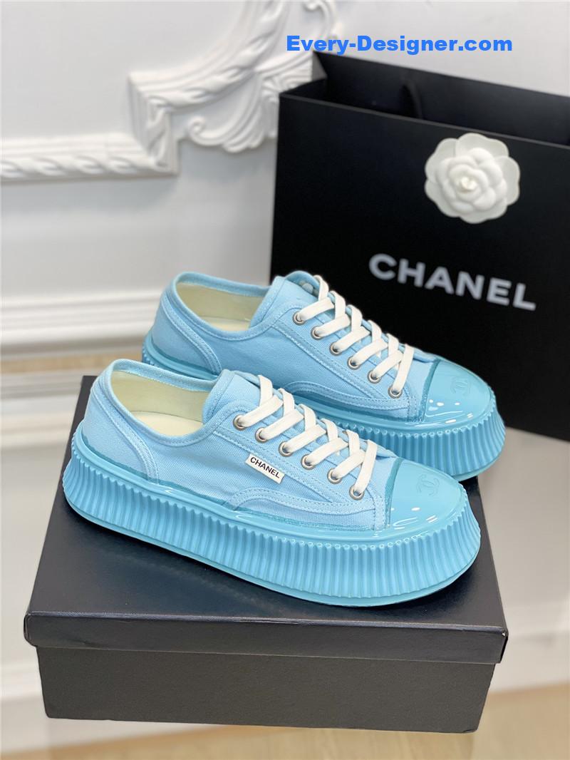 Chanel platform canvas sneakers