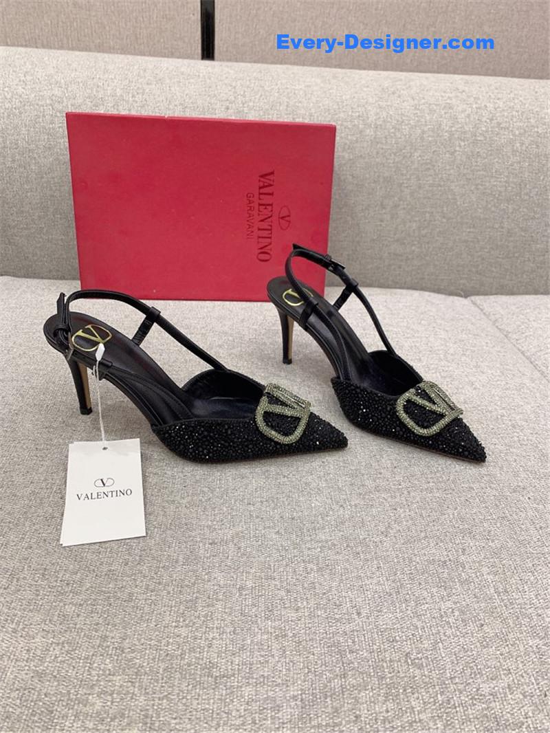 valentino new V buckle full diamond high-heeled sandals