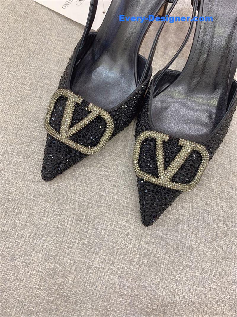 va1e*ntin0 new v buckle full D1am0nd high-heeled sandals