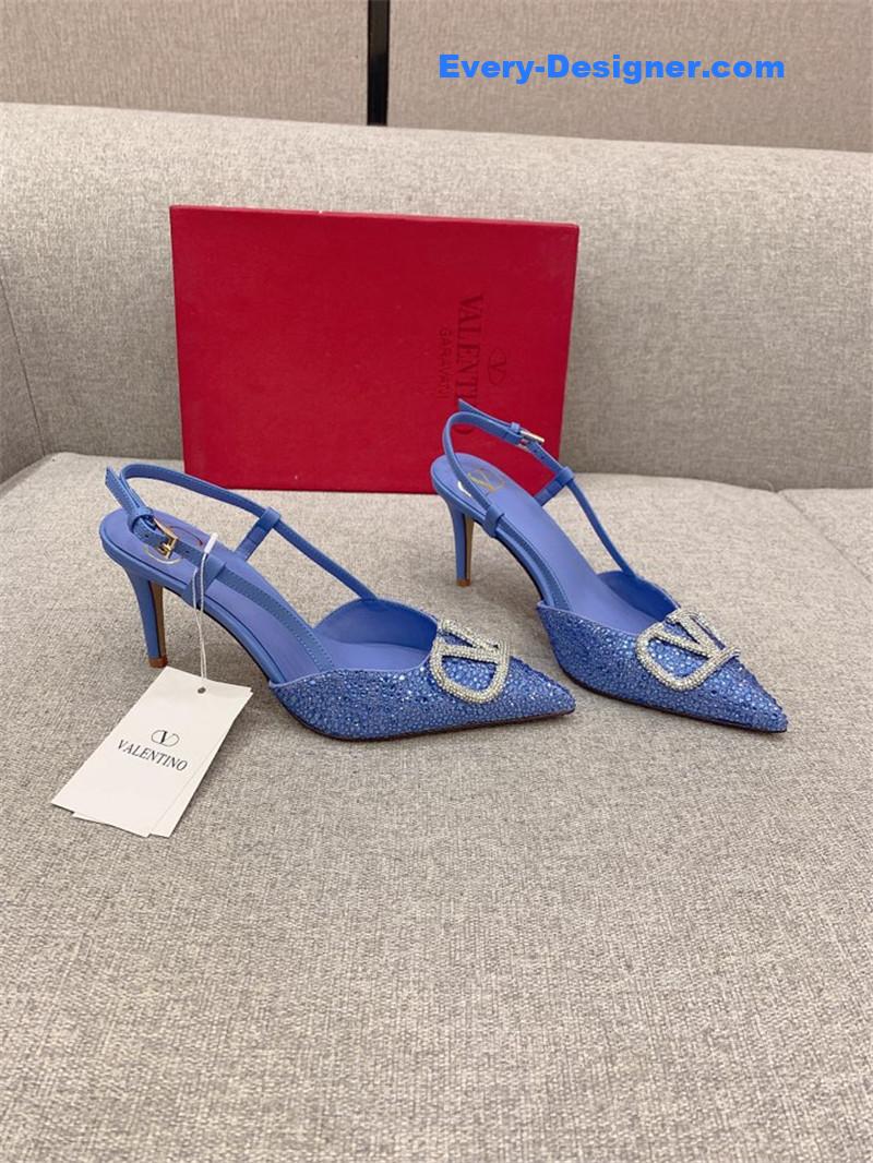valentino new V buckle full diamond high-heeled sandals