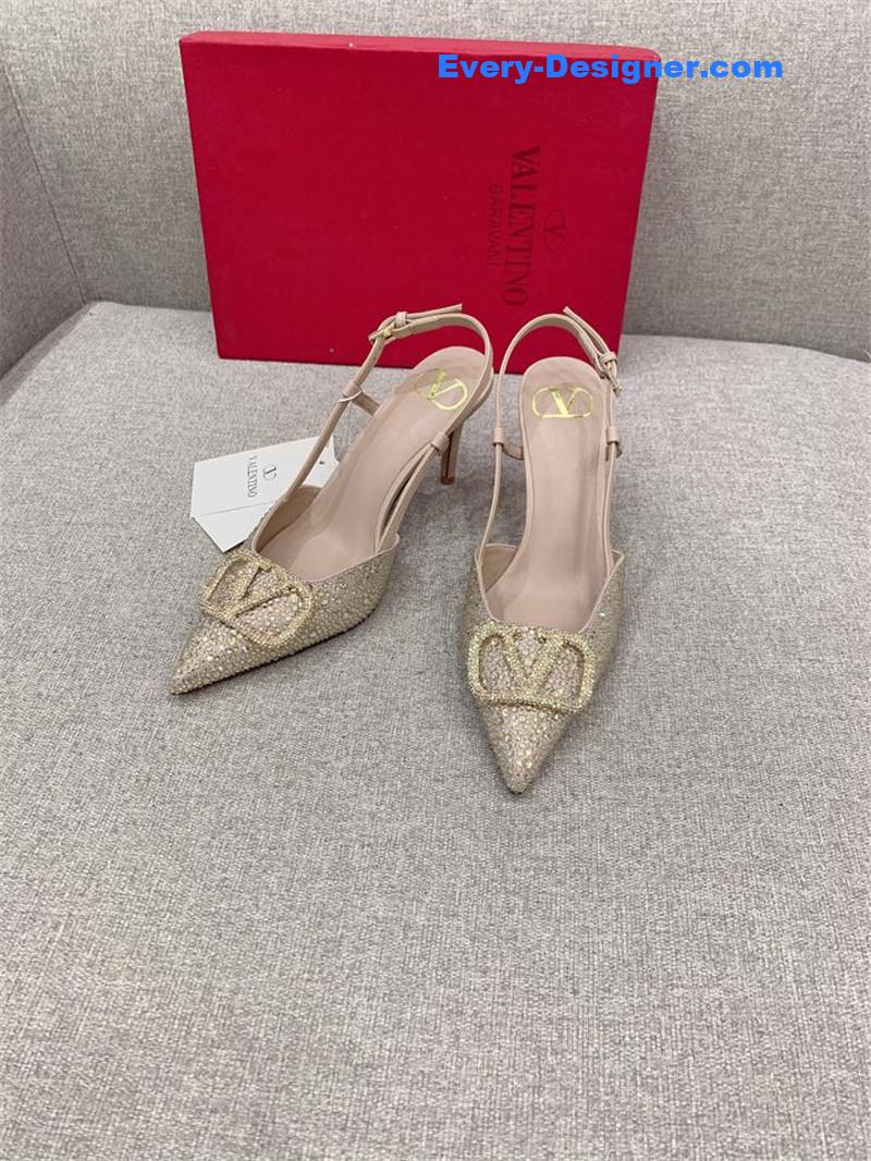 va1e*ntin0 new v buckle full D1am0nd high-heeled sandals