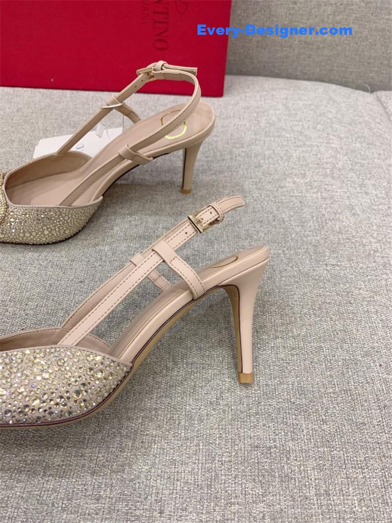 va1e*ntin0 new v buckle full D1am0nd high-heeled sandals