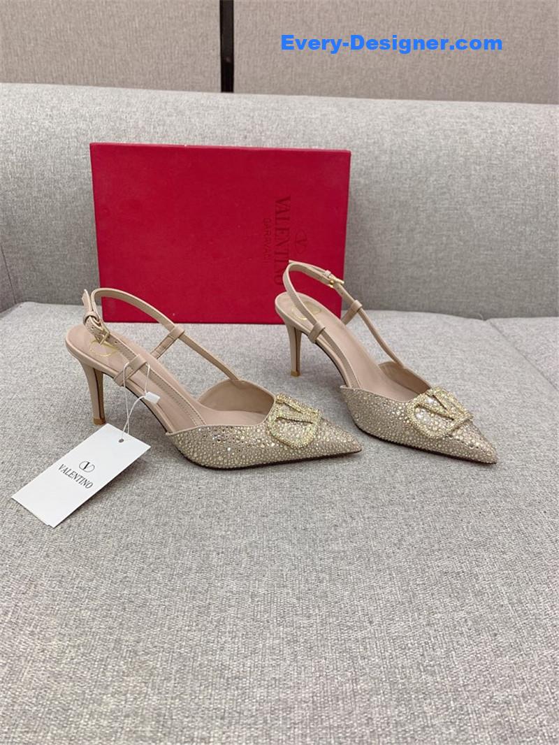 valentino new V buckle full diamond high-heeled sandals