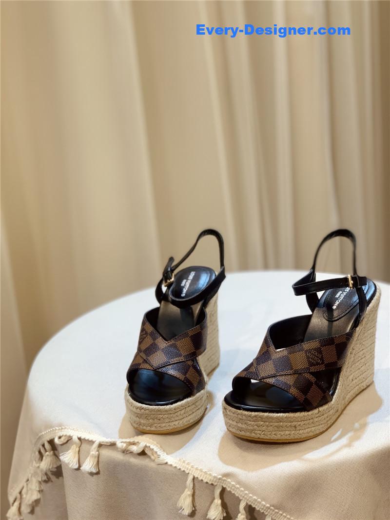 louis vuitton LV hot diamond wedge sandals