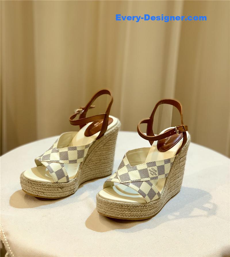 louis vuitton LV hot diamond wedge sandals