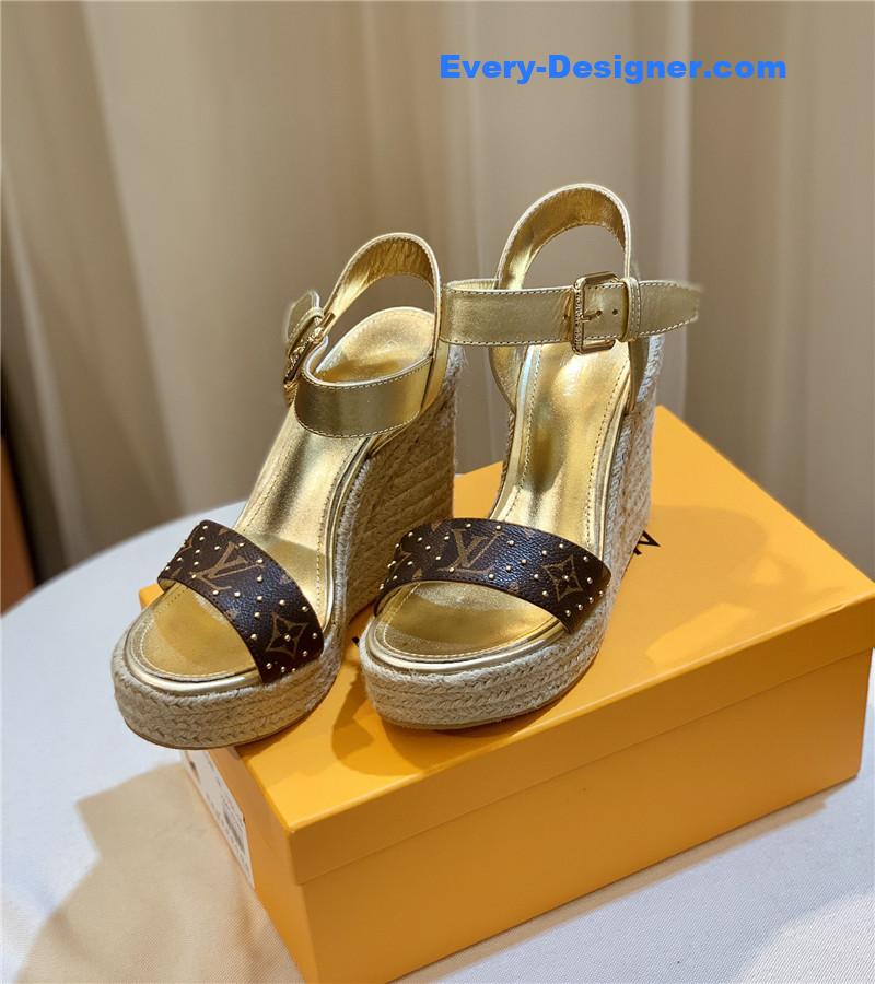louis vuitton LV hot diamond wedge sandals