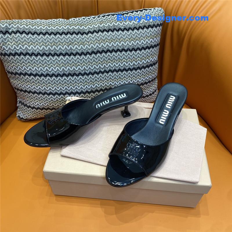 miumiu fish mouth high heel slippers