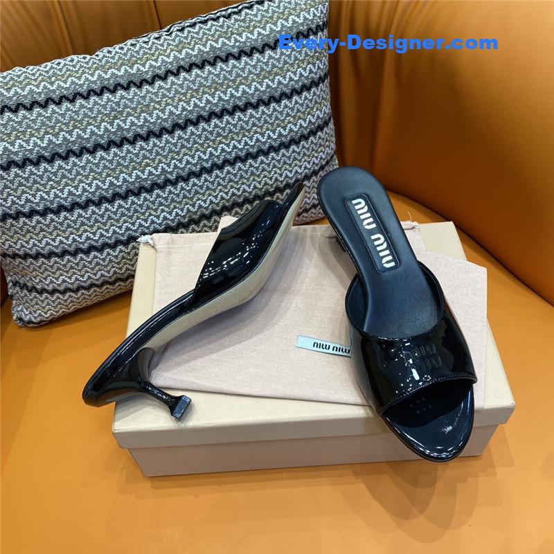 miumiu fish mouth high heel slippers