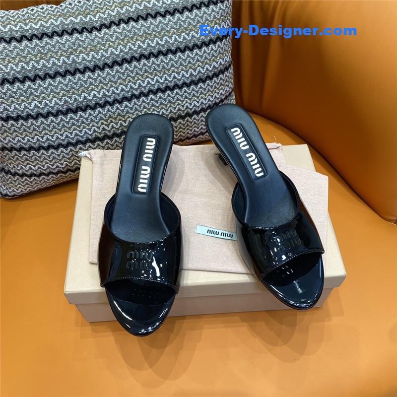 miumiu fish mouth high heel slippers