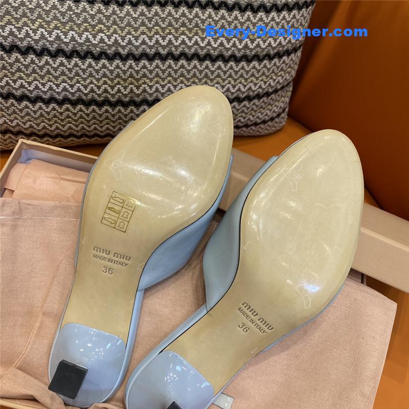 miumiu fish mouth high heel slippers