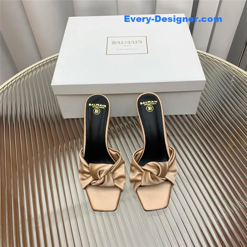 Balmain runway silk heeled slides