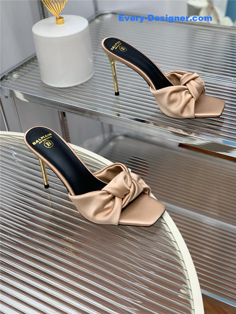 Balmain runway silk heeled slides