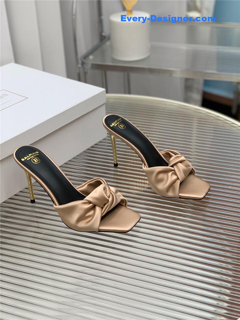 Balmain runway silk heeled slides