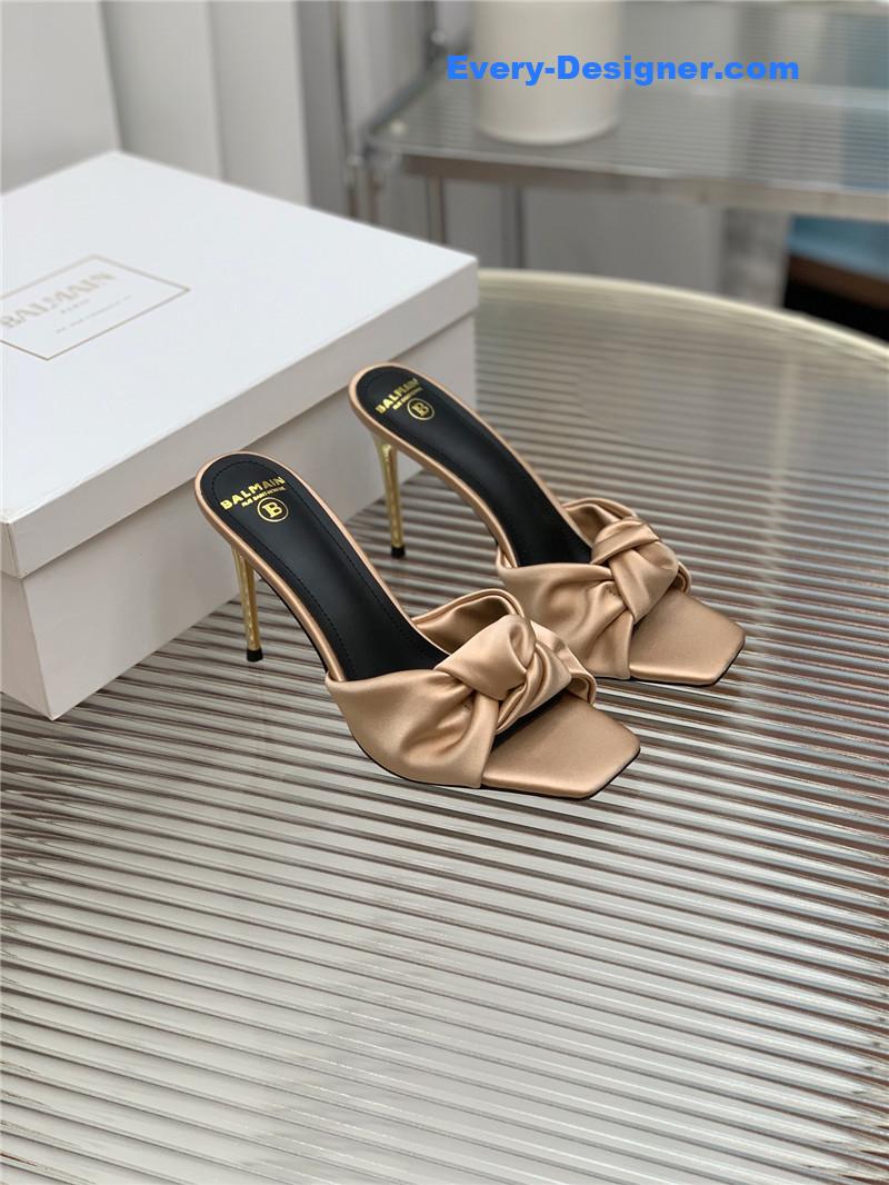 Balmain runway silk heeled slides