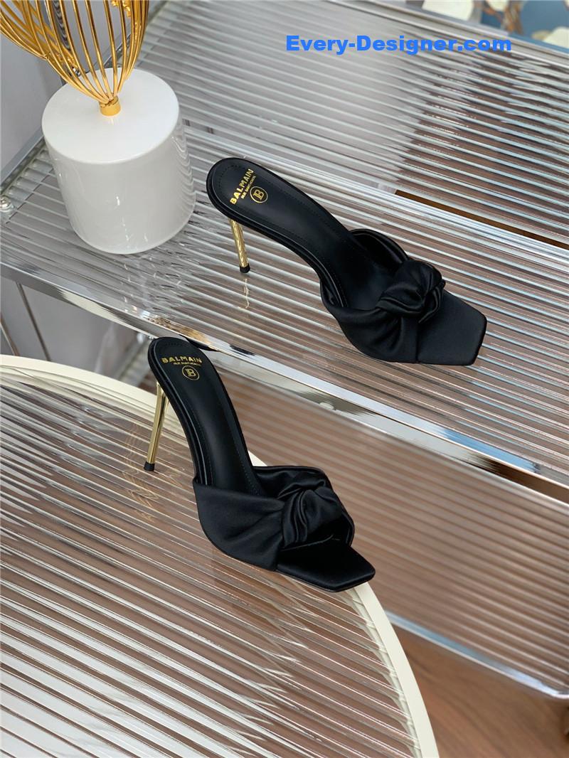 Balmain runway silk heeled slides