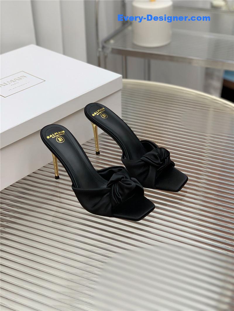 Balmain runway silk heeled slides