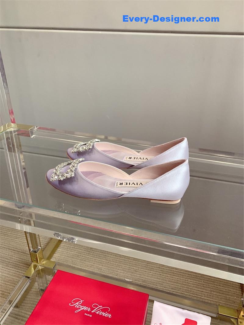 Roger vivier new hollow square buckle flat bottom