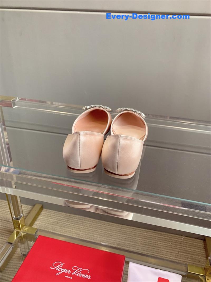 Roger vivier new hollow square buckle flat bottom