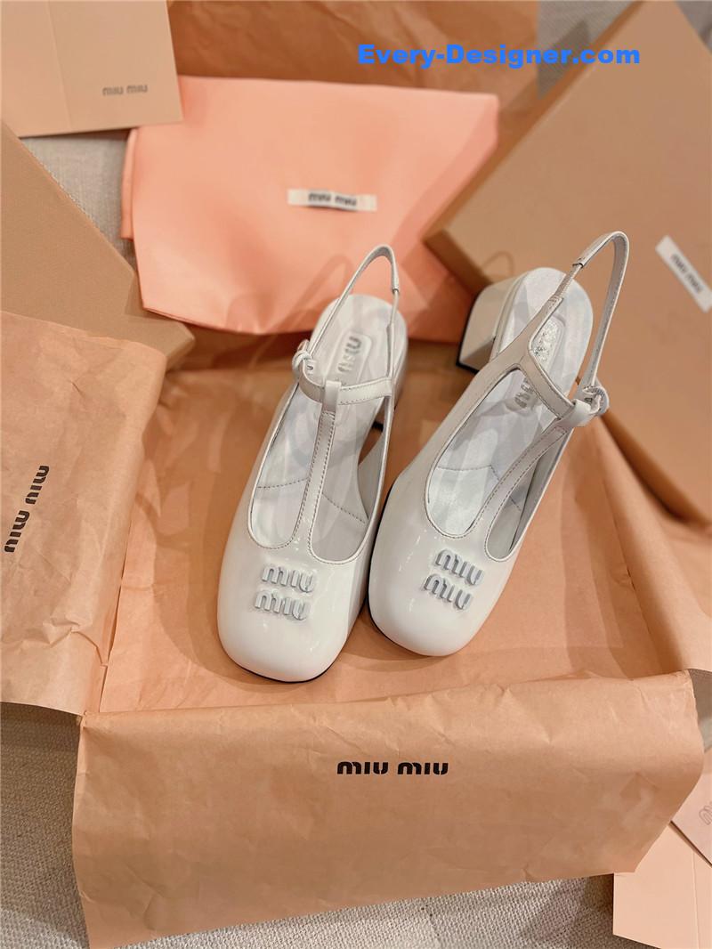 M1um1u spring summer patent leather strap high heels