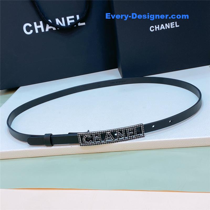 Chanel stainless steel buckle diamond calfskin belt