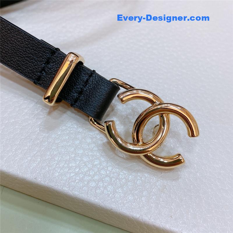 Ch**el brass gold-tone metal calfskin belt